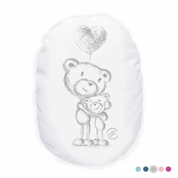 Coussin bébé L'Ours Kiwi et sa maman - Marque française d'ours en peluche et vêtements bébé - Une collection de cadeau de naissance unique - L'Ours Kiwi