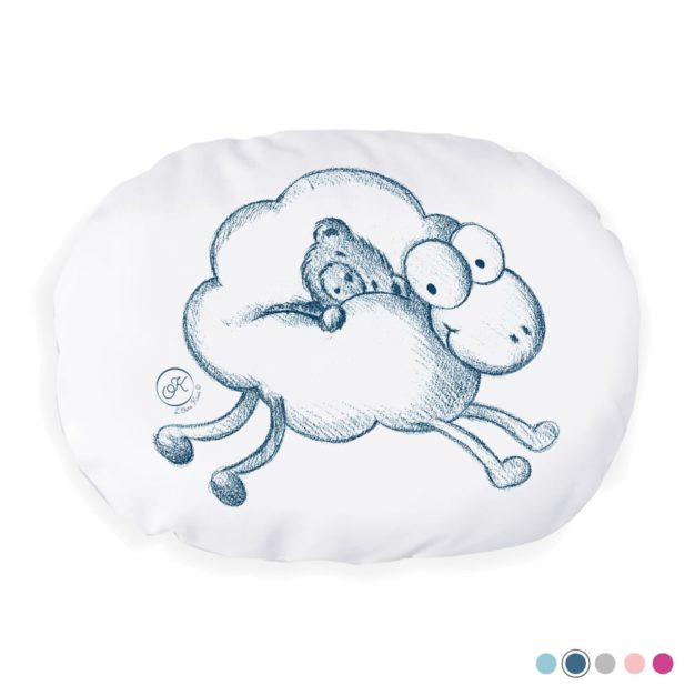 Coussin bébé Fluffy le mouton nuage - Marque française d'ours en peluche et vêtements bébé - Une collection de cadeau de naissance unique - L'Ours Kiwi